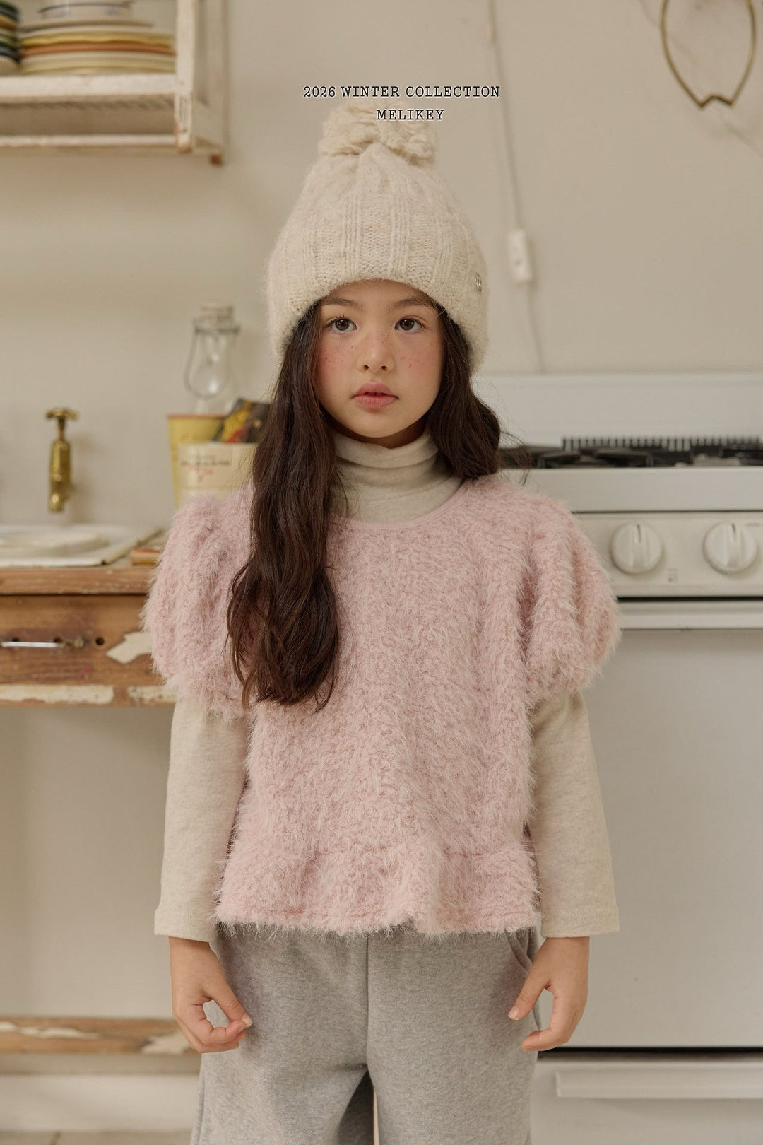 [Melikey] Fur frill puff tops