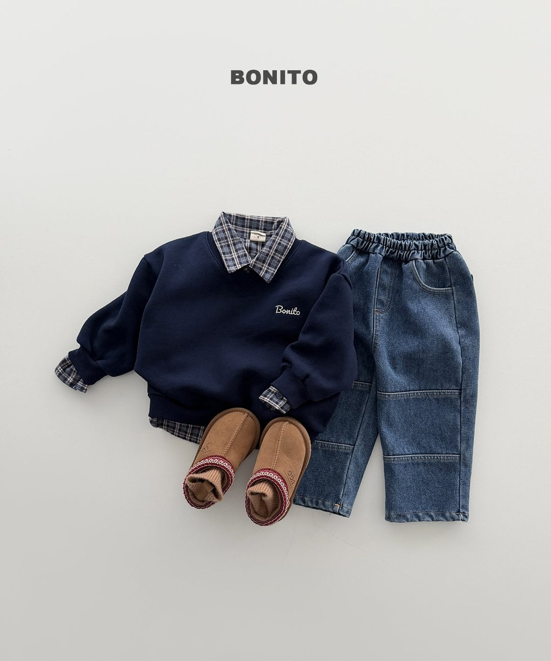[BONITO] Warm check shirt