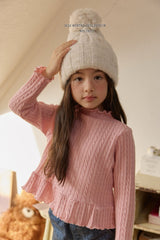 [Melikey] Cable knit frill tee