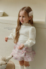 [Melikey] Check ribbon frill skirt