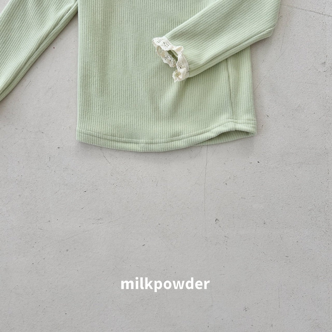 [milk powder] Marie lace halfneck tee