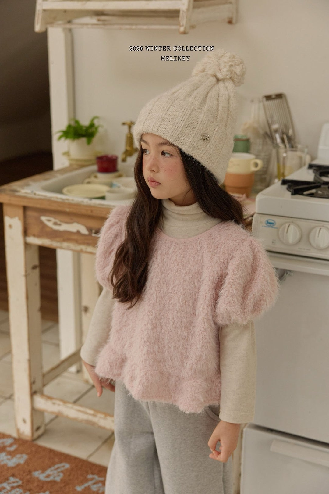 [Melikey] Fur frill puff tops