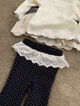 [bebeholic] Dot lace flare pants