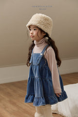 [Melikey] Cancan velvet denim one-piece