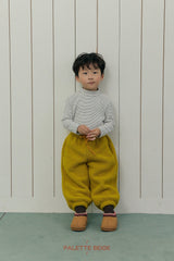 [PALETTE BEIGE] Stripe slim half turtleneck