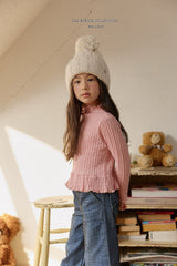 [Melikey] Cable knit frill tee