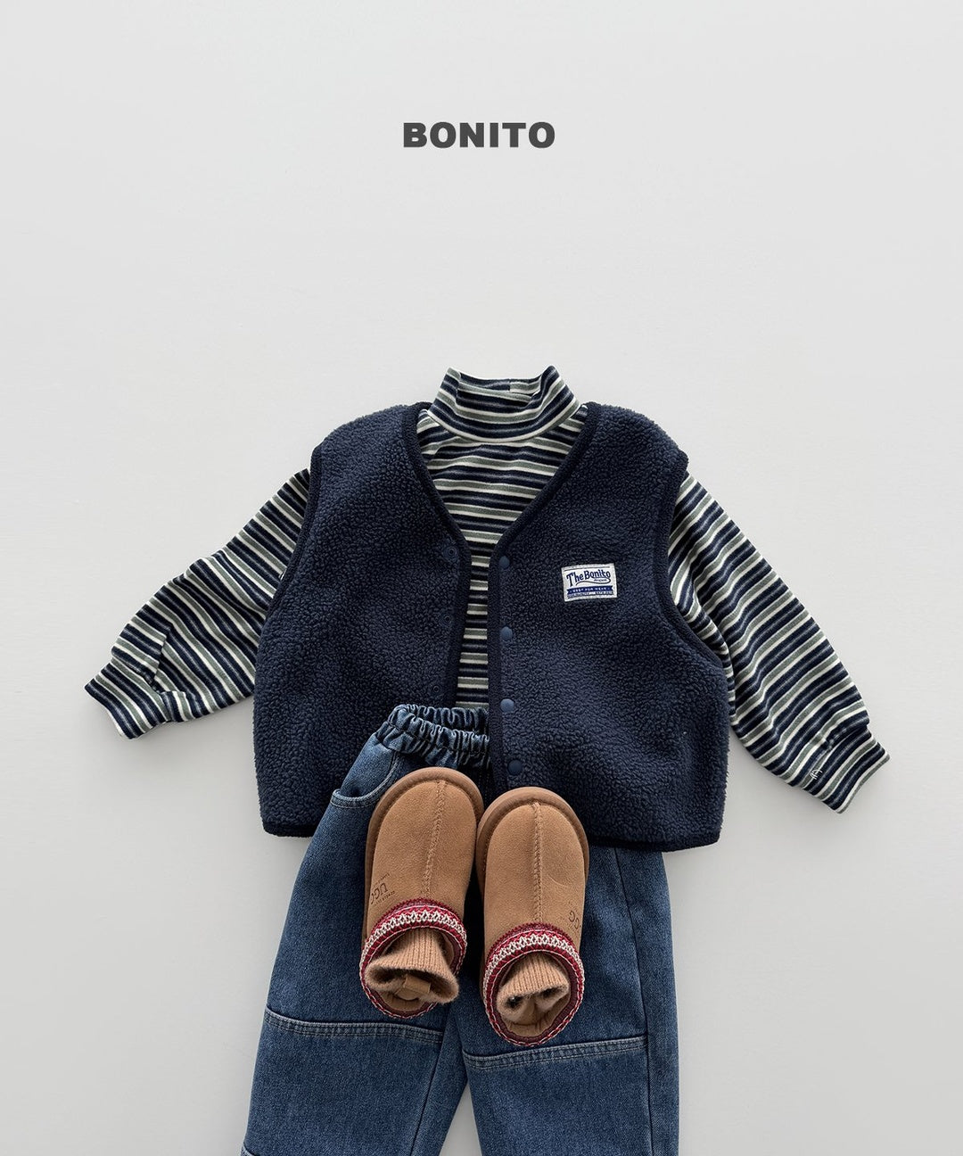[BONITO] Retro loose halfneck tee