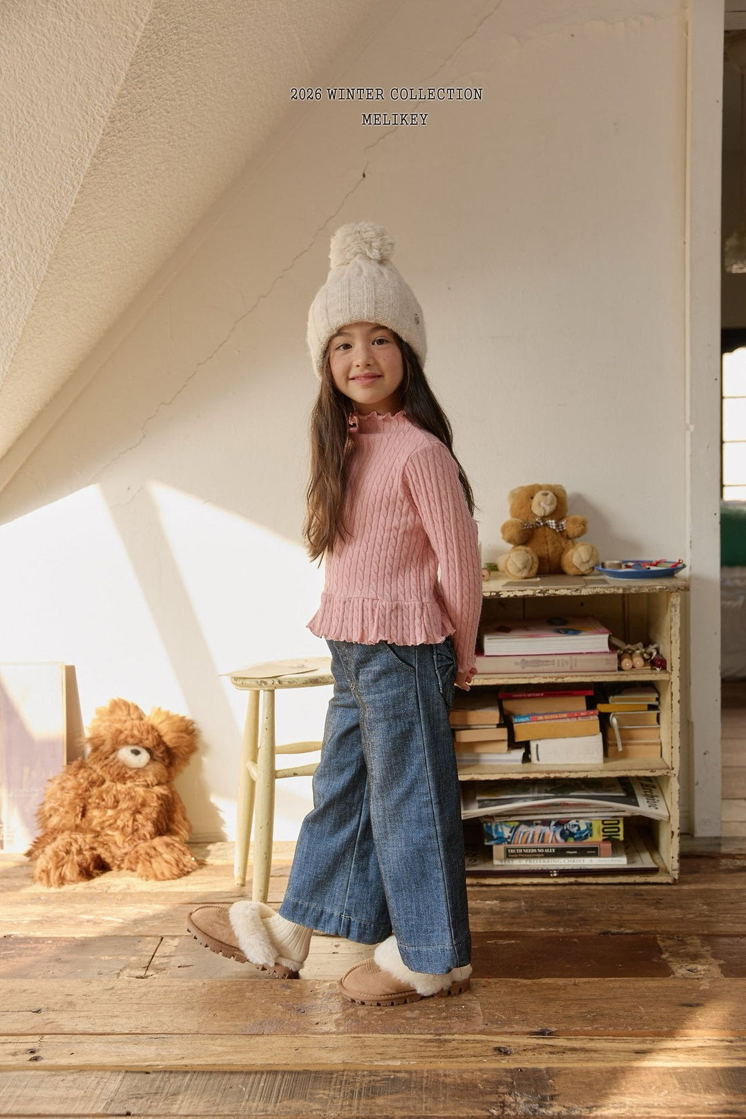 [Melikey] Velvet ribbon denim pants