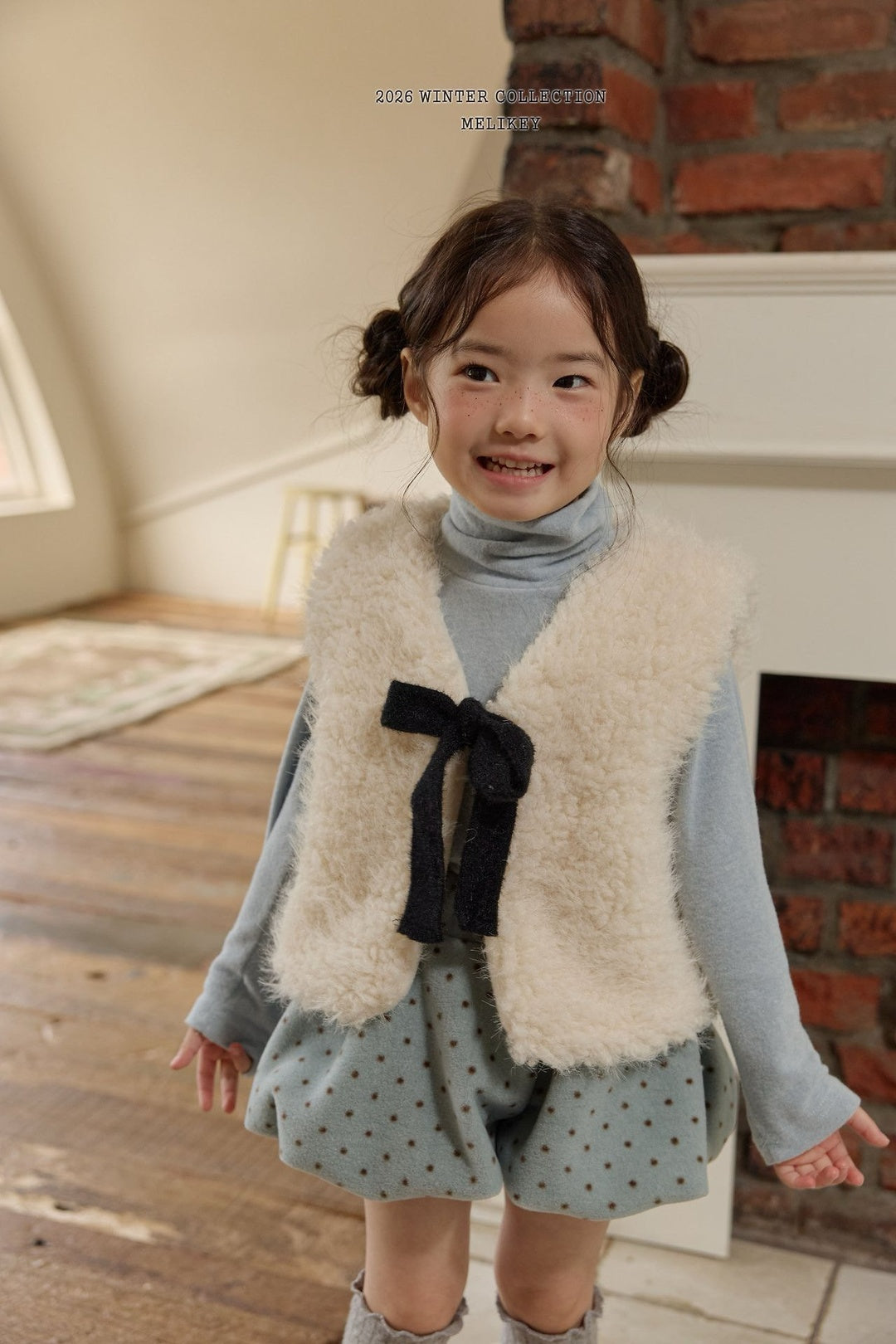 [Melikey] Cloud fur ribbon vest