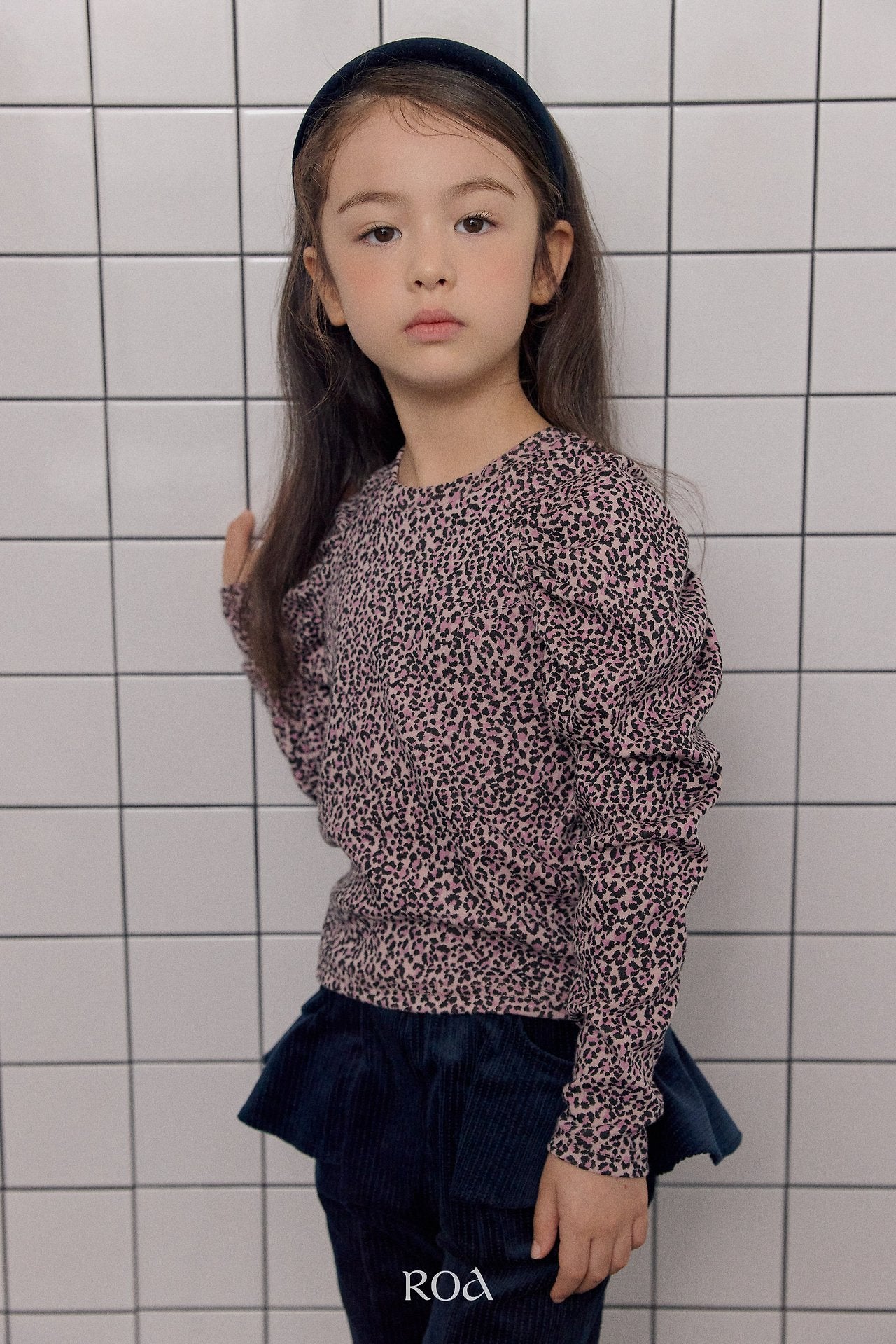[ROA] Leopard shirring tee
