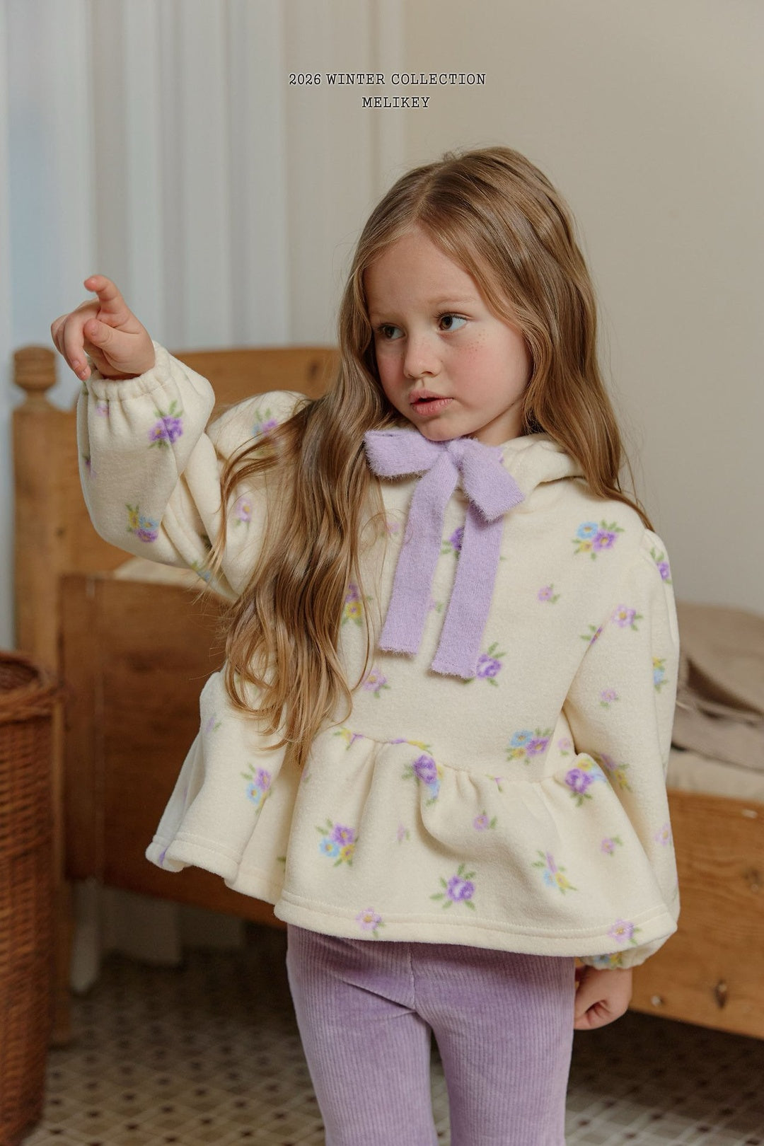 [Melikey] Flower frill hoodie