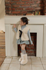 [Melikey] Cloud fur ribbon vest