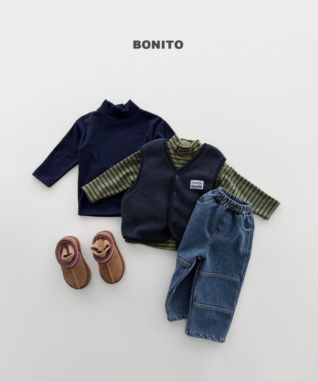 [BONITO] 1+1 highneck tops