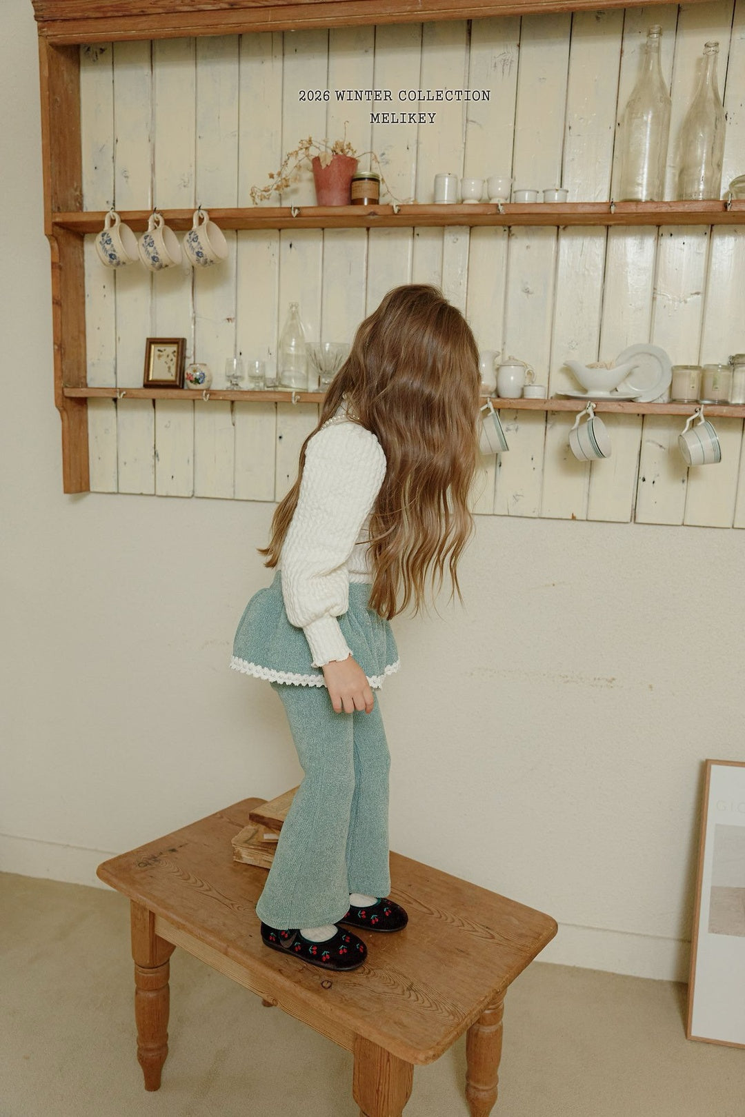 [Melikey] Frill velvet flare pants