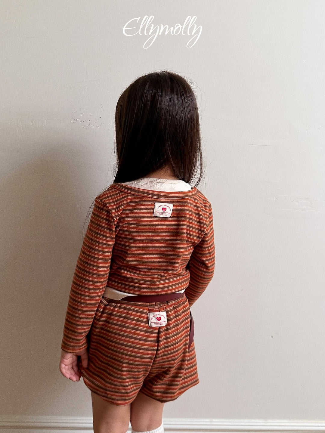 [ELLY MOLLY] Latte stripe balloon shorts