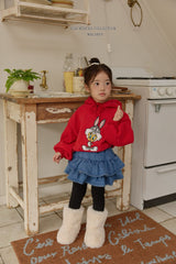 [Melikey] Denim cancan skirt leggings