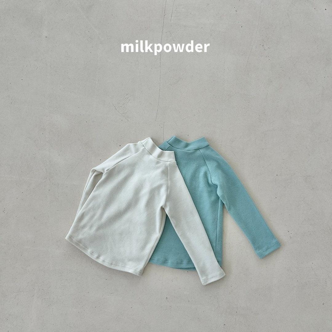 [milk powder] Shirring halfneck tee