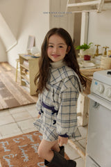 [Melikey] Wool check sailor jacket
