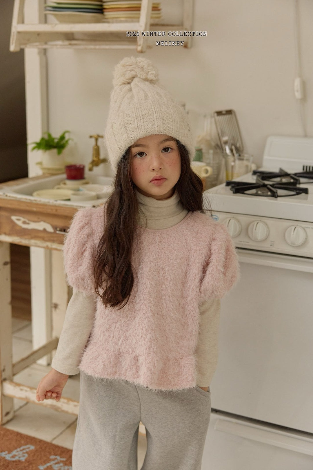 [Melikey] Fur frill puff tops