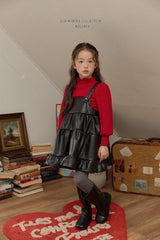 [Melikey] Chic leather cancan one-piece