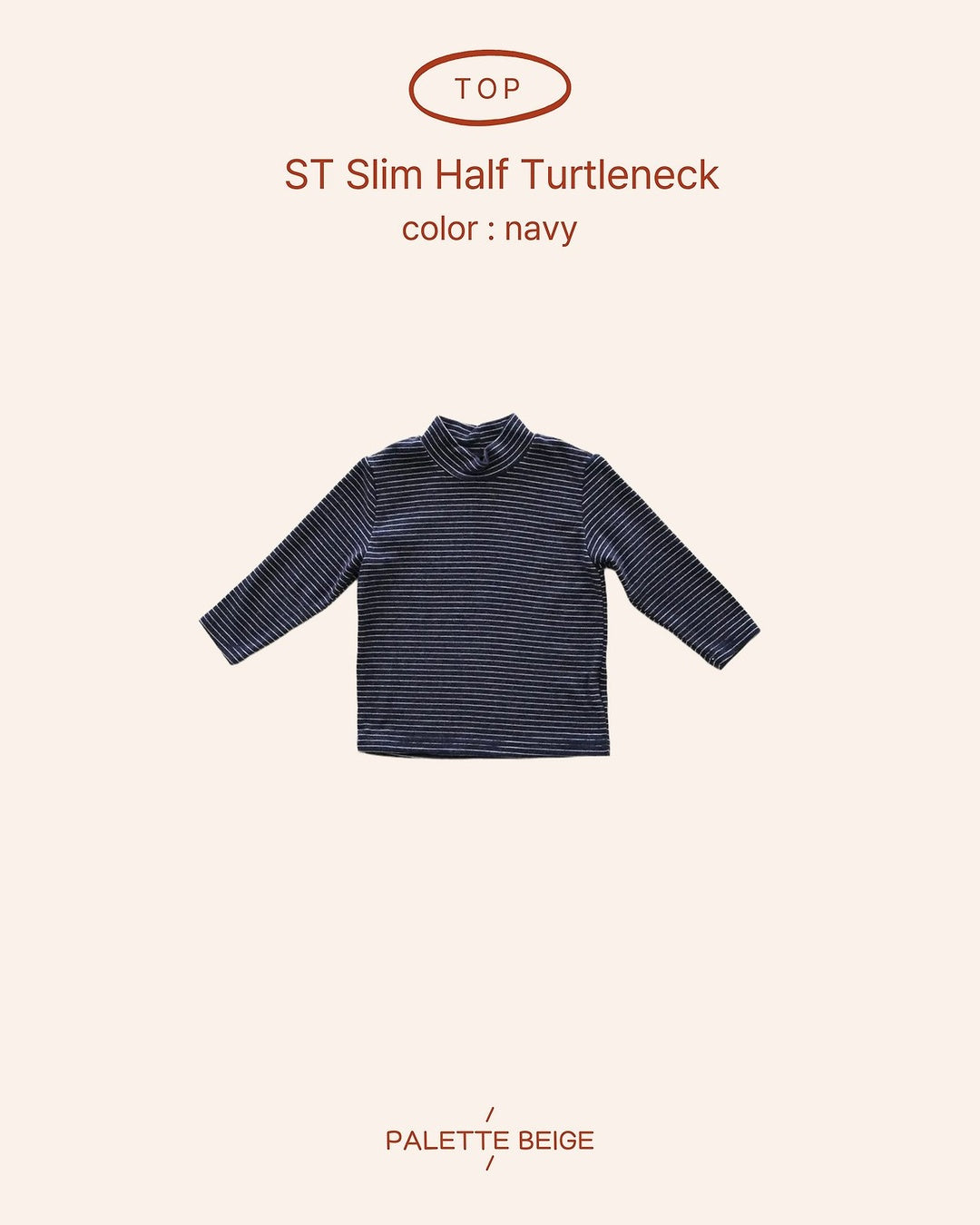 [PALETTE BEIGE] Stripe slim half turtleneck