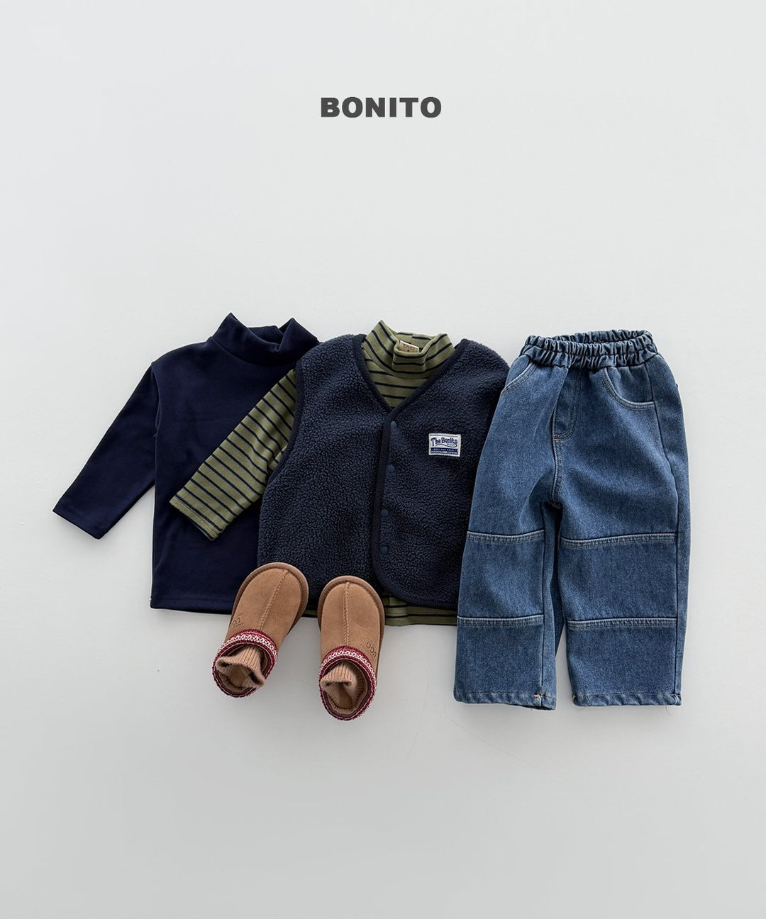 [BONITO] 1+1 highneck tops