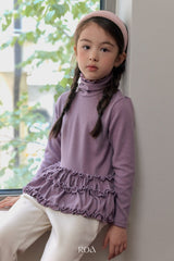 [ROA] Soft turtleneck frill tops