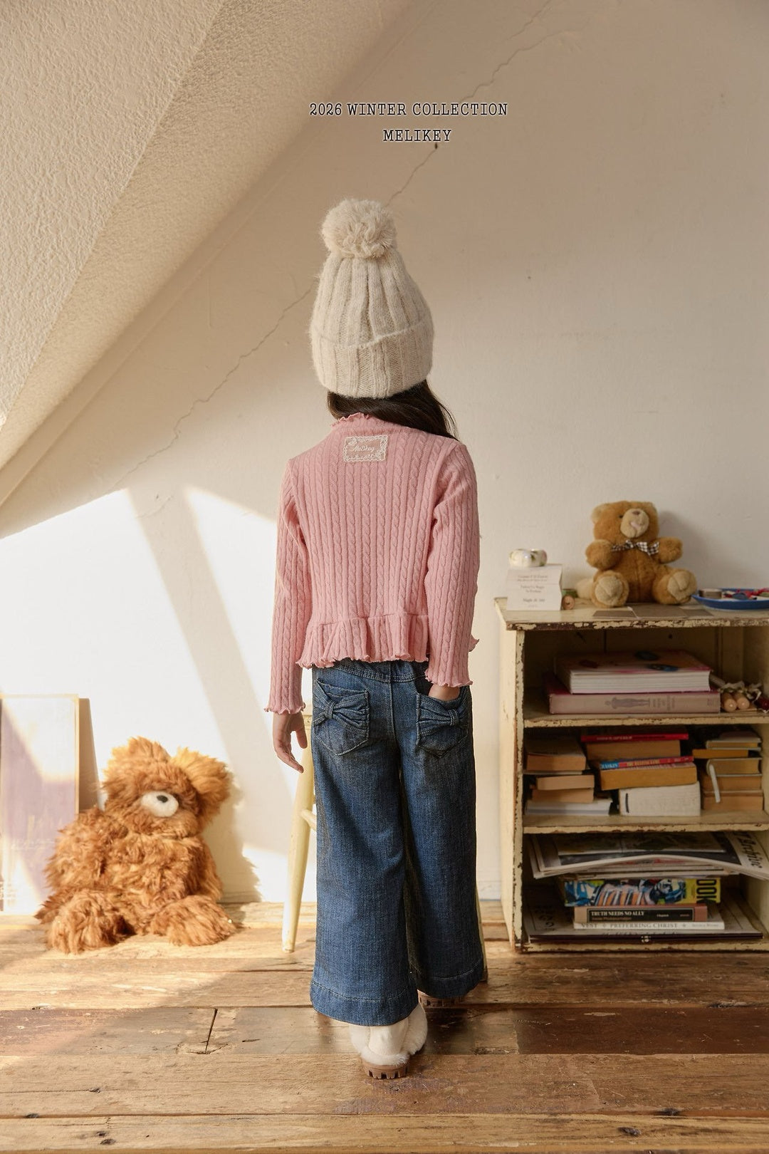 [Melikey] Velvet ribbon denim pants