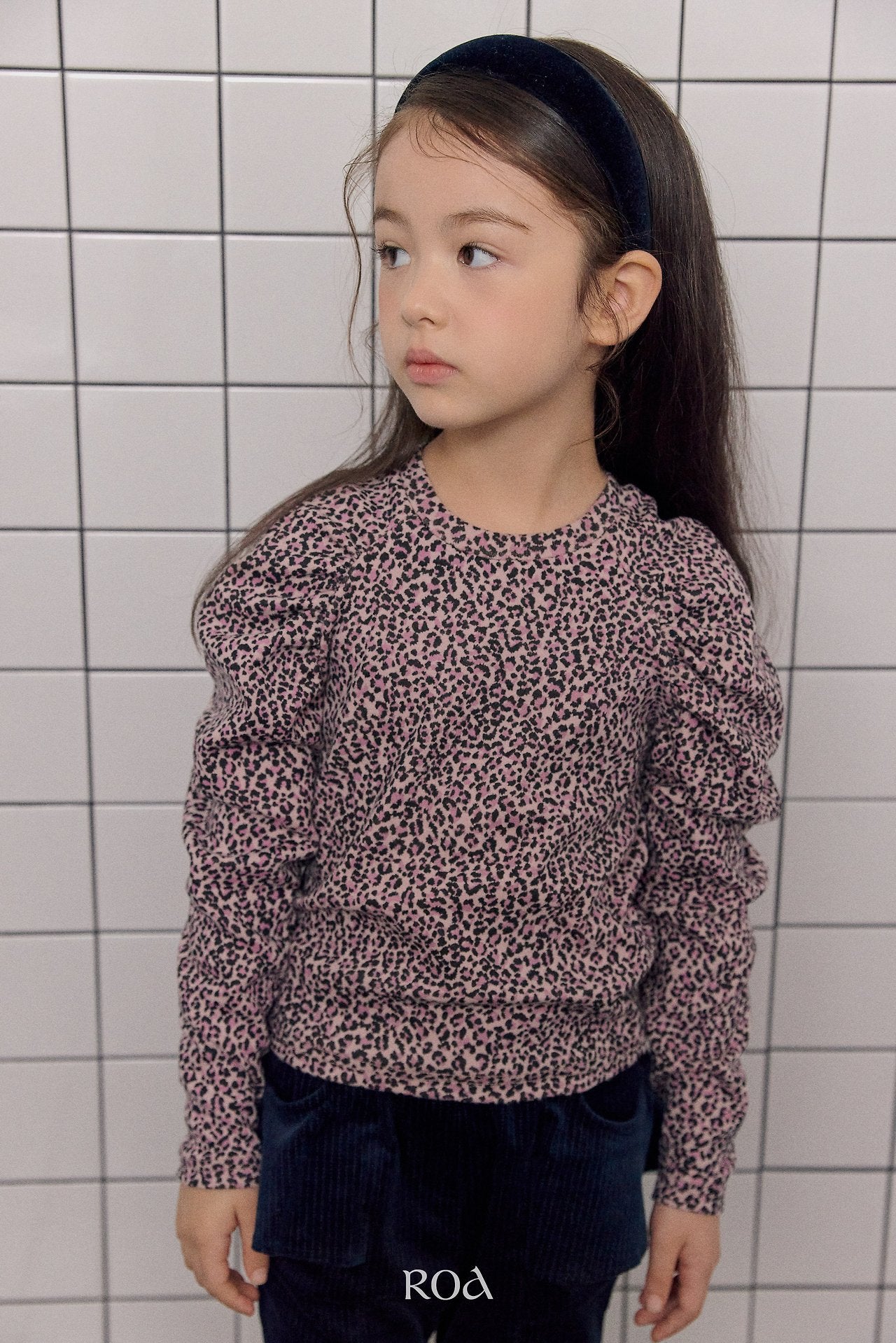 [ROA] Leopard shirring tee