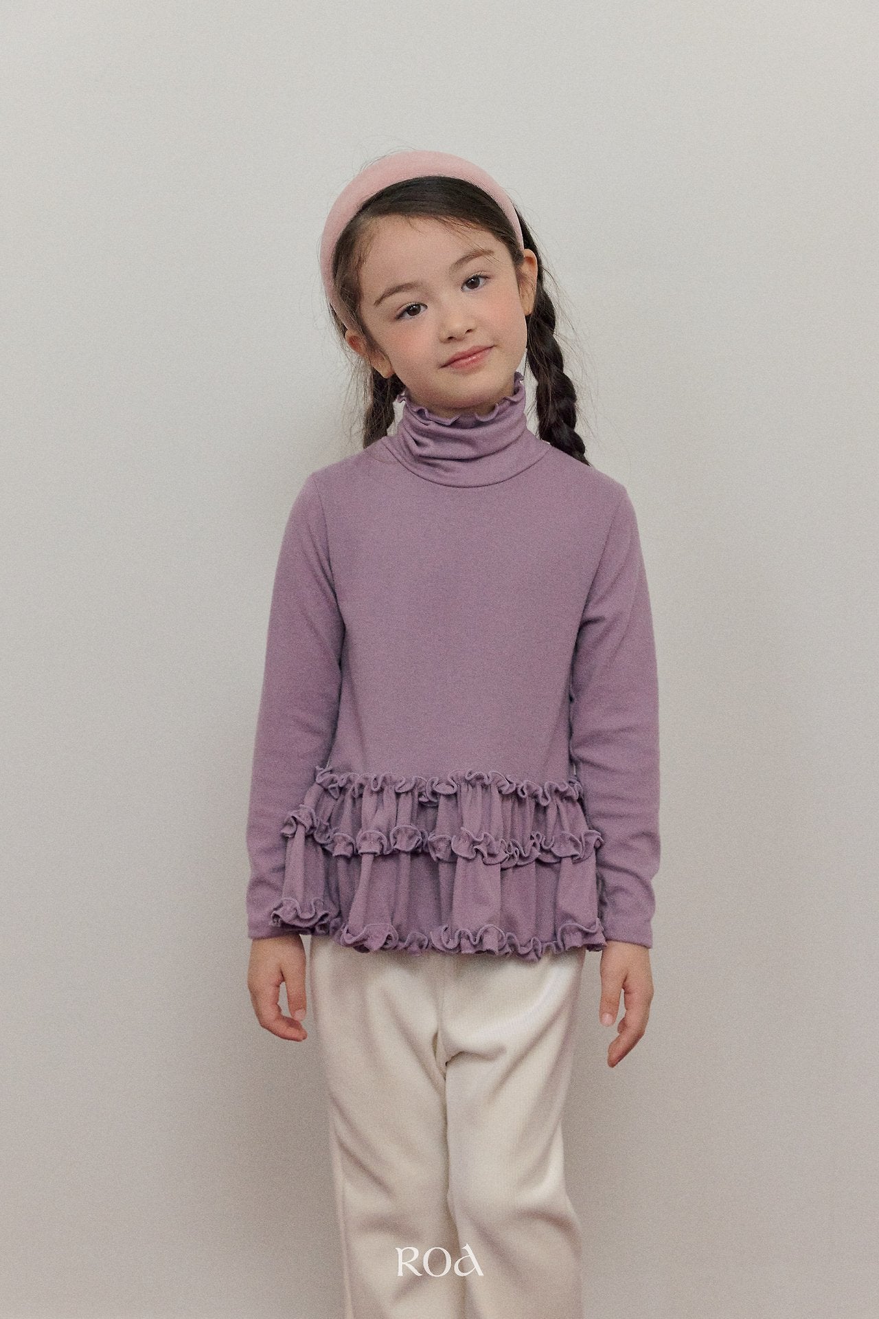 [ROA] Soft turtleneck frill tops