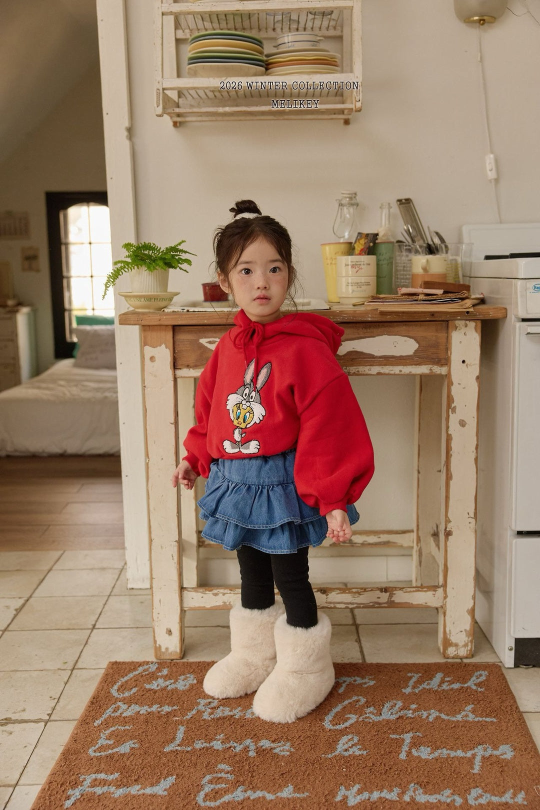 [Melikey] Denim cancan skirt leggings