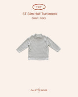[PALETTE BEIGE] Stripe slim half turtleneck