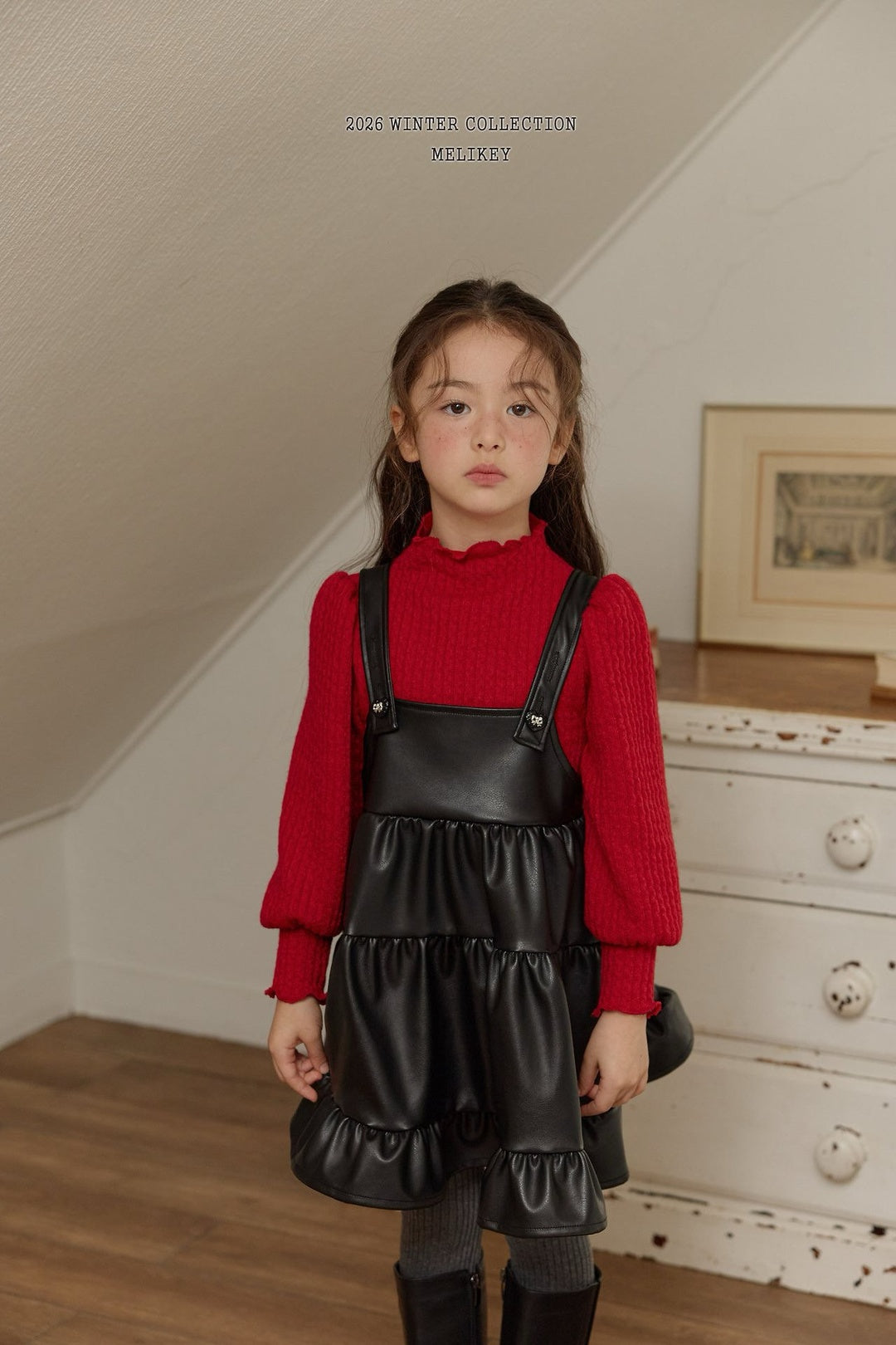 [Melikey] Chic leather cancan one-piece