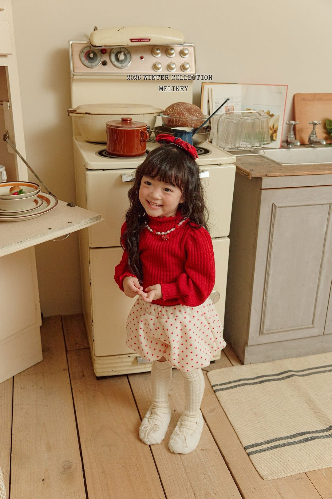 [Melikey] Knit rib puff tee