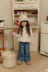 [Melikey] Velvet ribbon denim pants