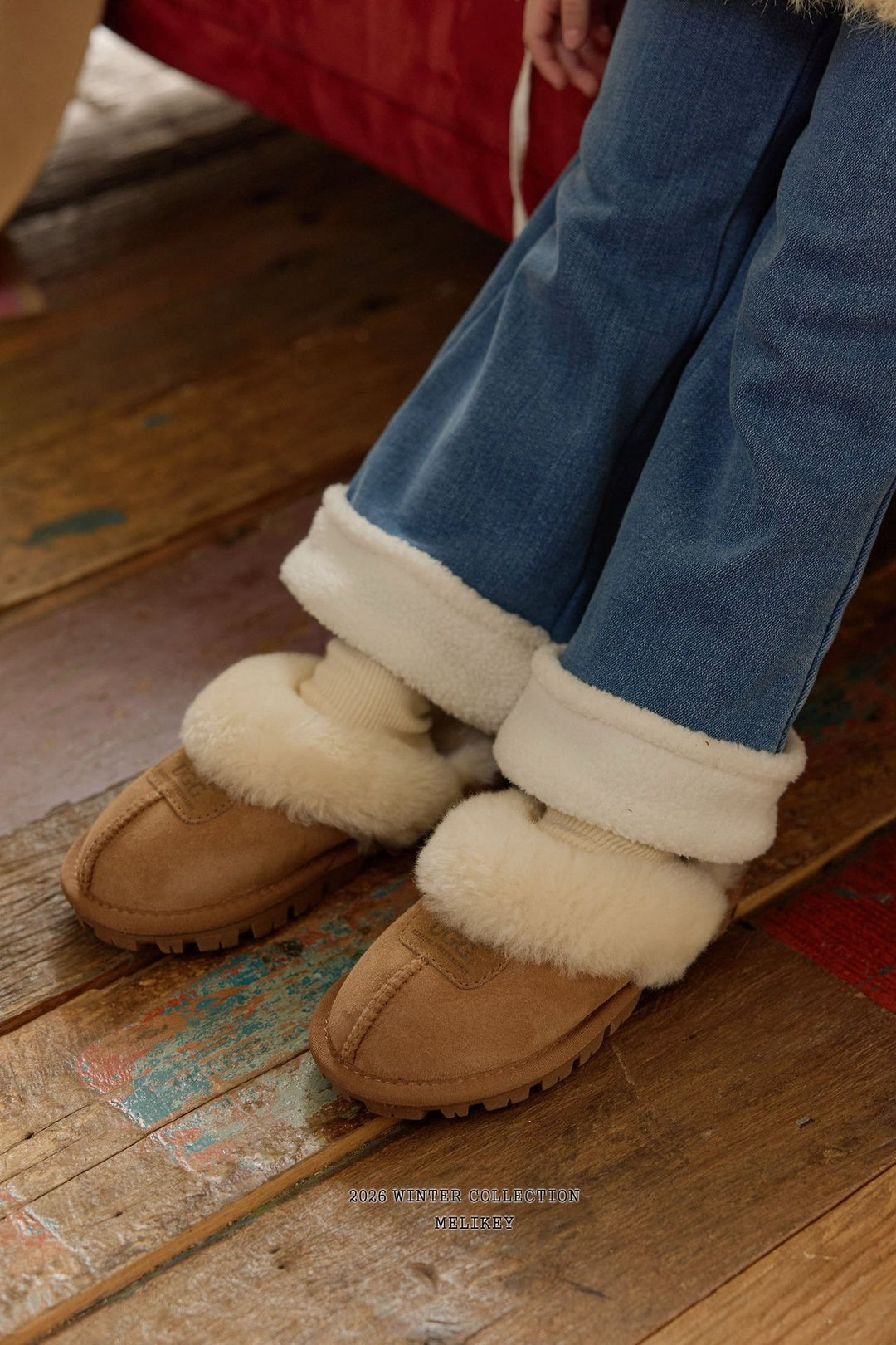 [Melikey] Wool denim heart flare pants