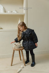 [Melikey] Heart quilting long padded jumper