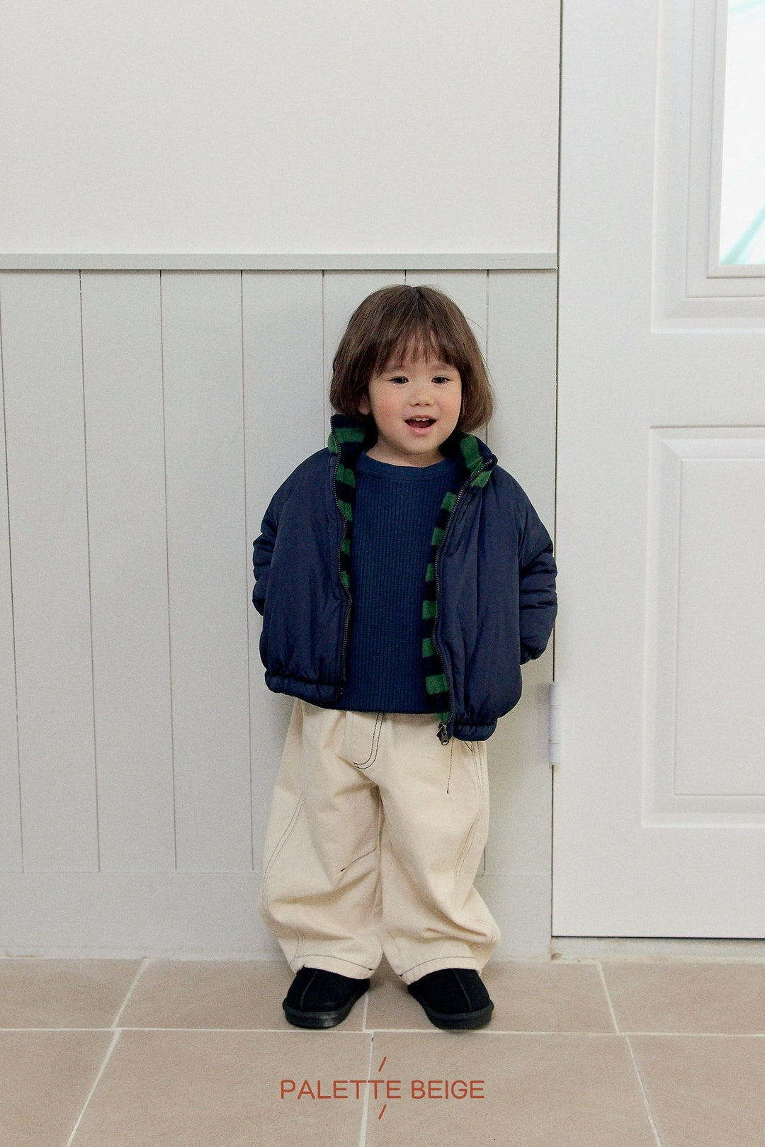 [PALETTE BEIGE] Color block reversible jumper