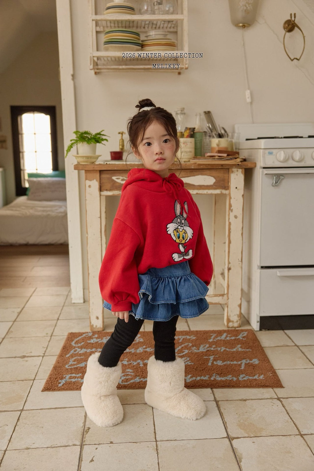 [Melikey] Denim cancan skirt leggings
