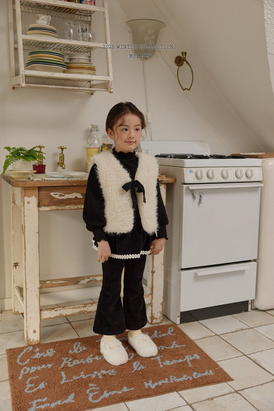 [Melikey] Cloud fur ribbon vest