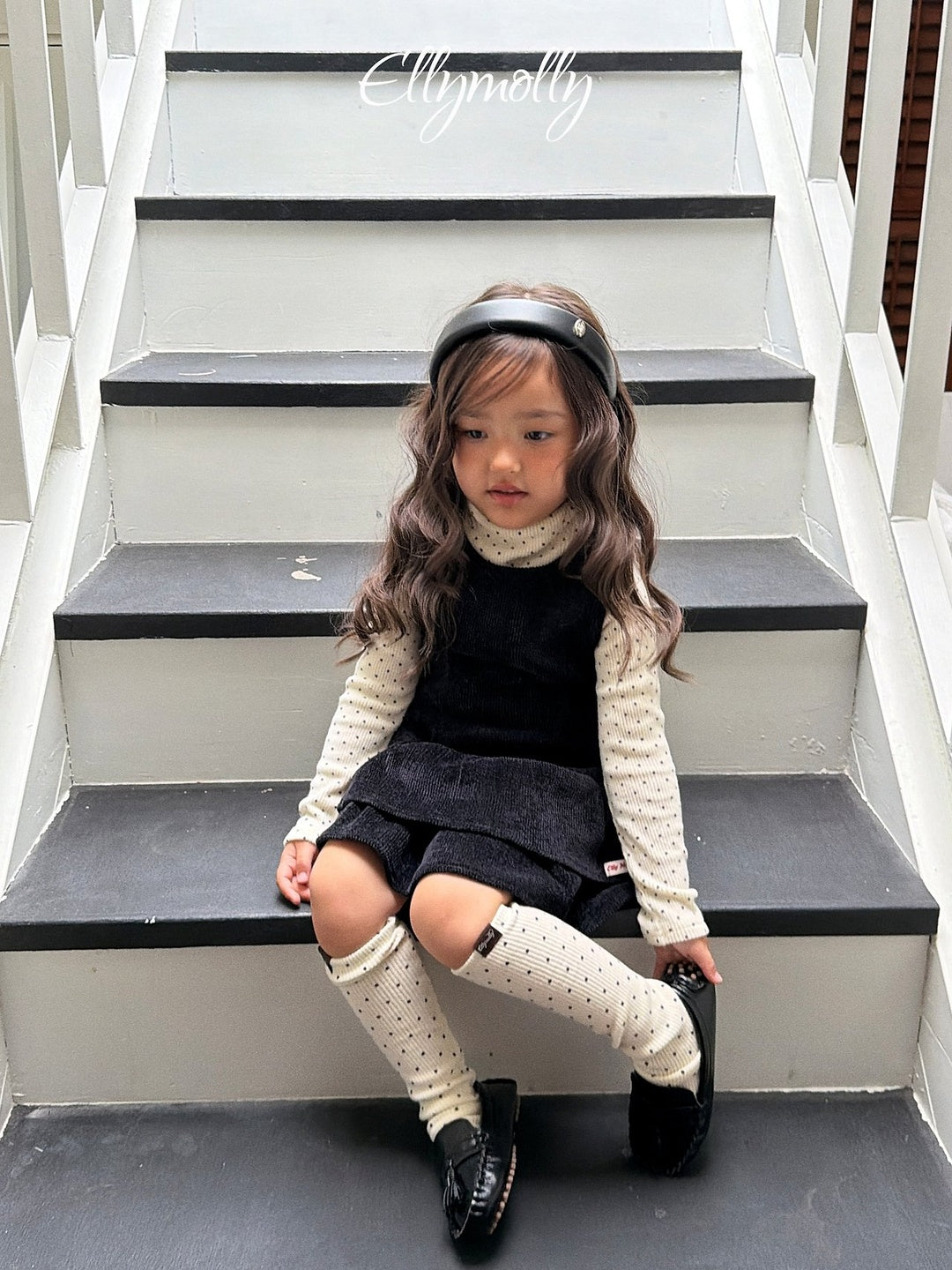 [ELLY MOLLY] Dot rib socks