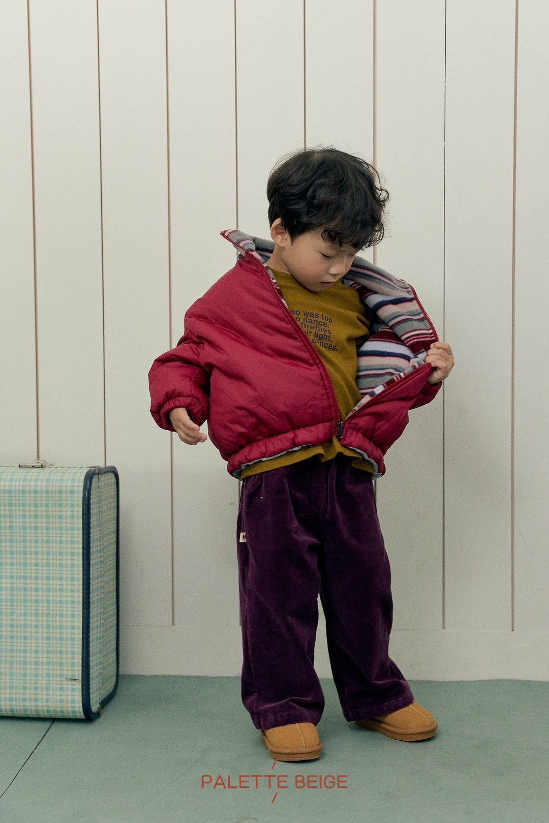 [PALETTE BEIGE] Color block reversible jumper
