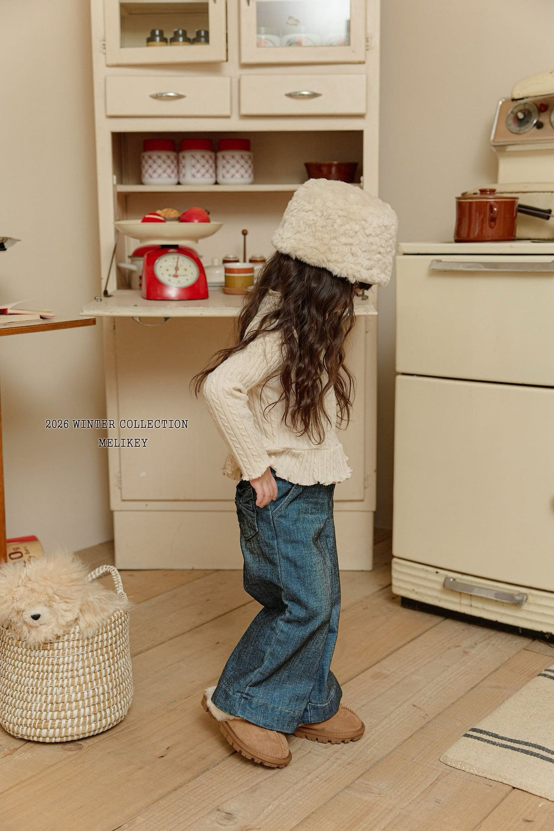 [Melikey] Velvet ribbon denim pants