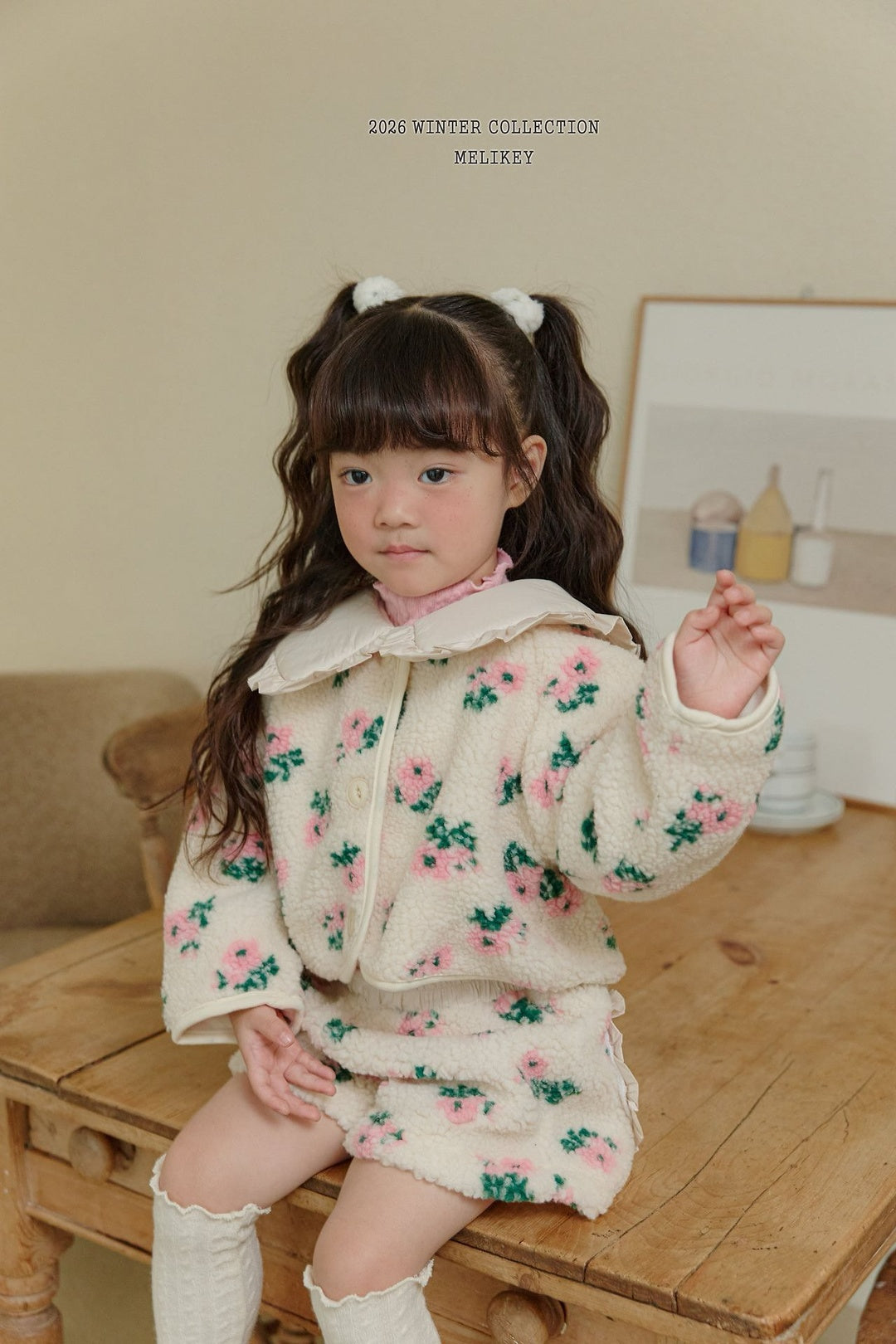 [Melikey] Flower boa jacket