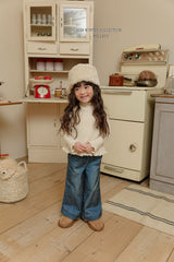 [Melikey] Velvet ribbon denim pants