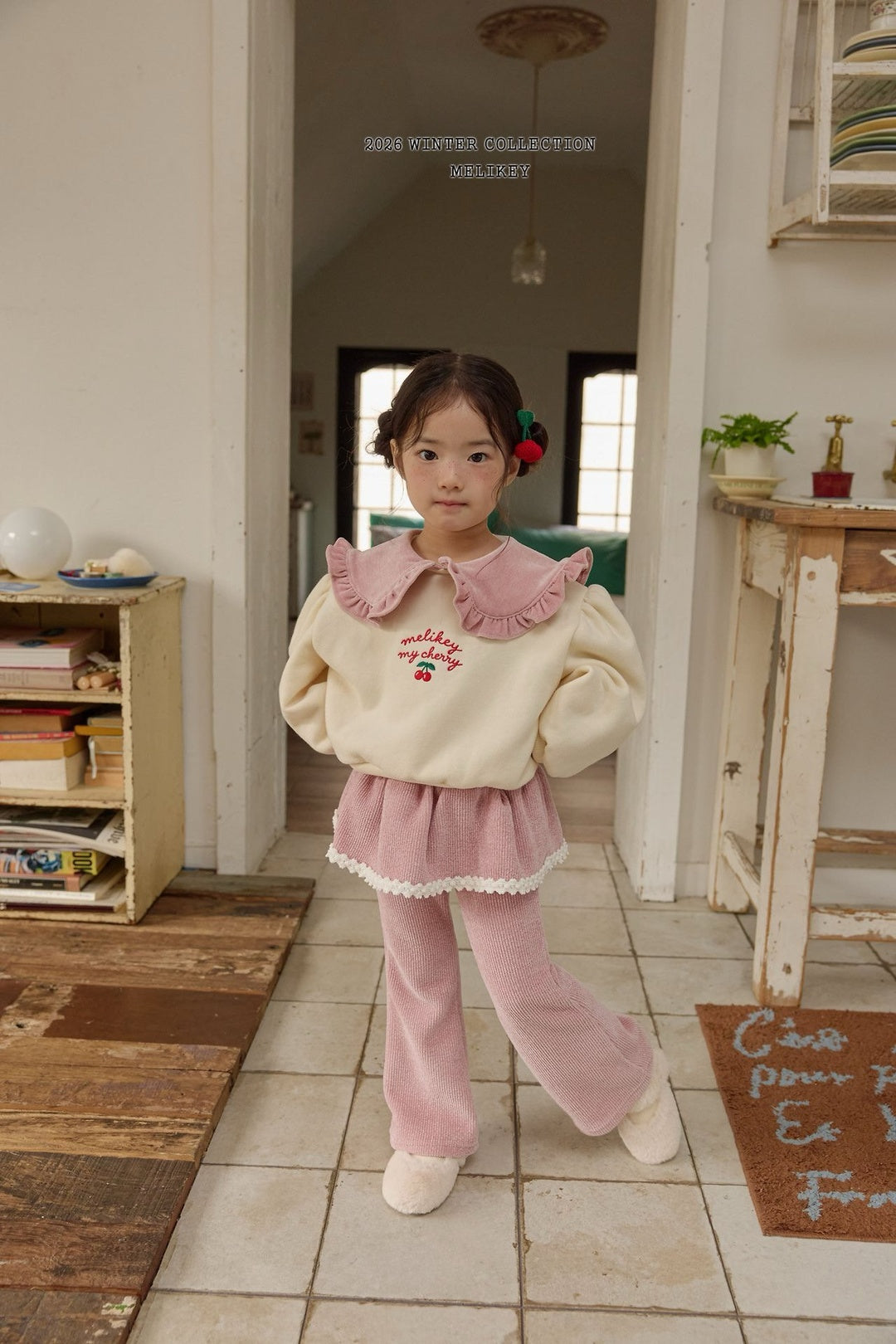[Melikey] Frill velvet flare pants