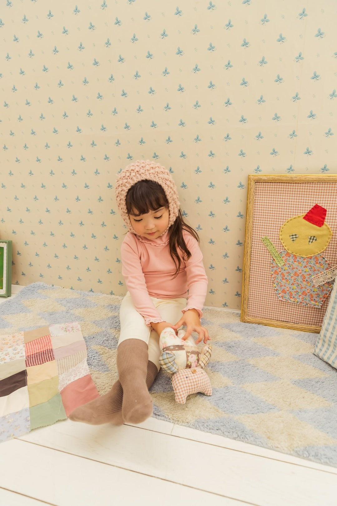 [milk powder] Marie lace halfneck tee