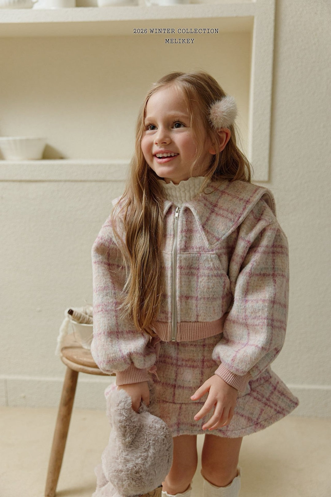 [Melikey] Wool check sailor jacket