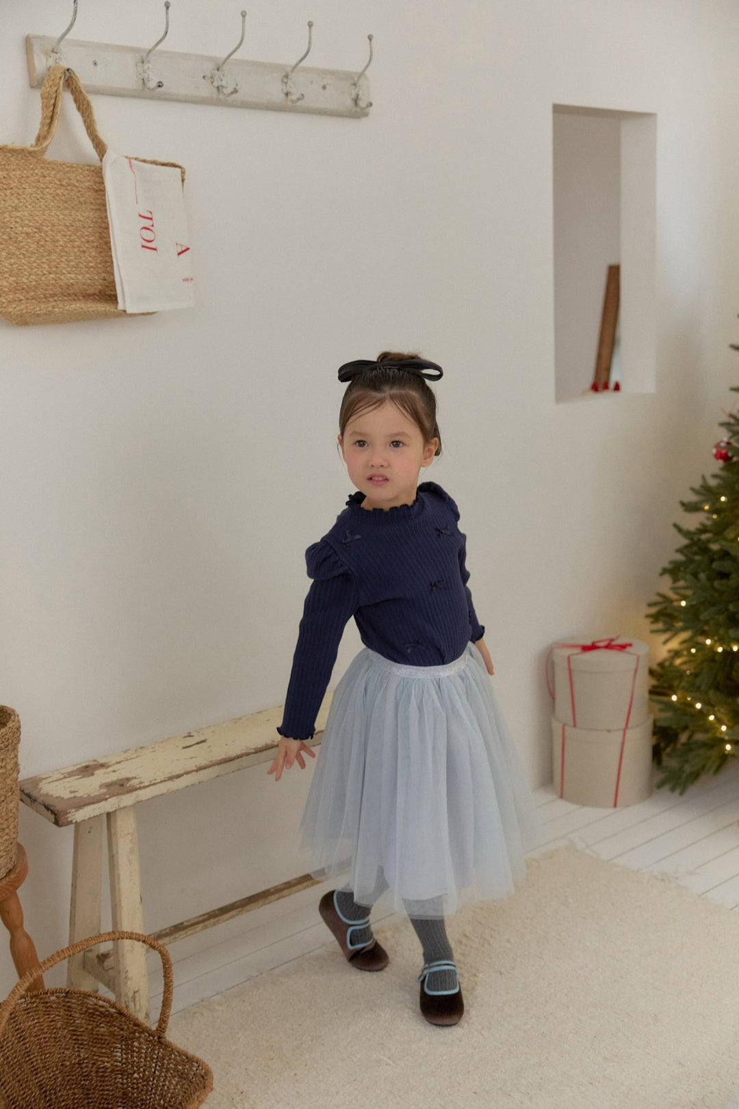 [berryberry] Ribbon rib puff tops