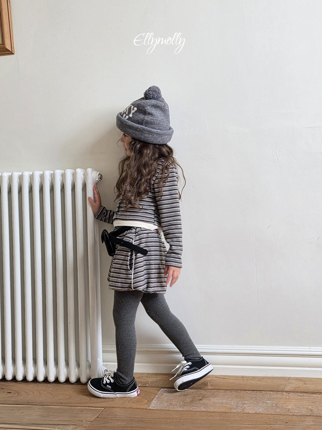 [ELLY MOLLY] Latte stripe balloon shorts